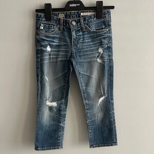AG Adriano Goldschmied Maiden Capri Blue Denim Ripped Jeans Size 24R